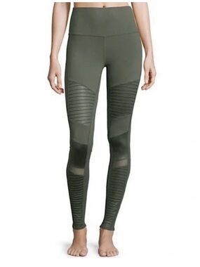 ALO Yoga Olive Green High-Waist Moto Leggings